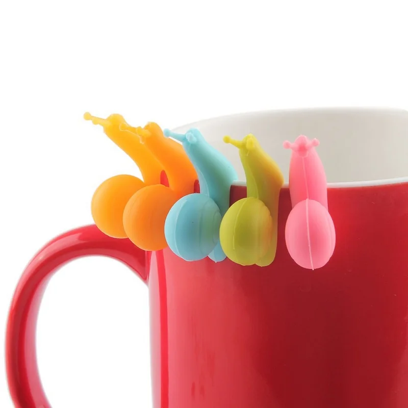 

10pcs Silicone Snail Tea Bag Holder Wine Glass Marker Charms