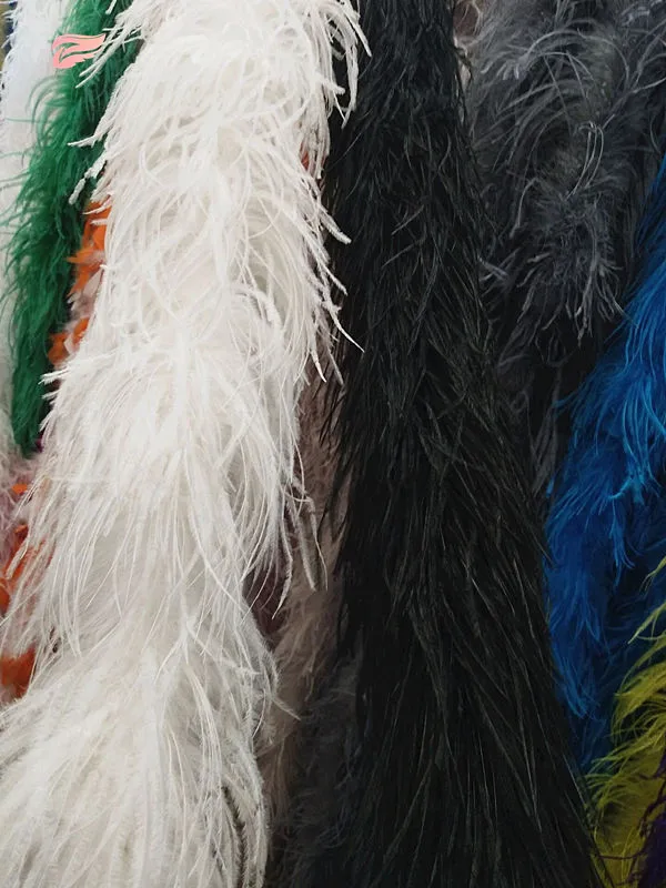 

free shipping 2m long high quality 6-layer white ostrich feather boa for wedding carnival dress decorations / shawls / crafts