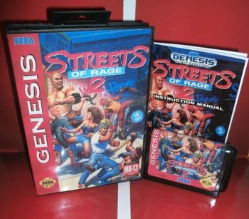 

Street of Rage 2 US Cover with box and manual For Sega Megadrive Genesis Video Game Console 16 bit MD card