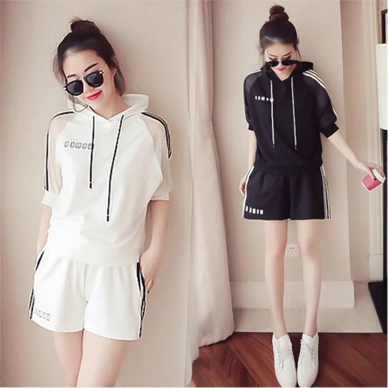 Женская одежда в Корейском стиле повседневный спортивный костюм из двух