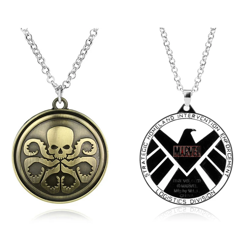 

Marvel TV Series Agents of S.H.I.E.L.D Pendant Necklace Metal Shield Duplex Logo Statement Necklace Jewelry Graduation Gift