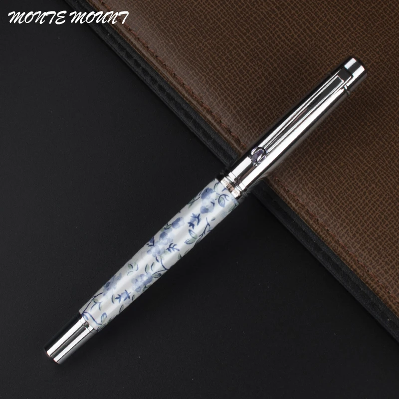 MONTE крепление белый синий и белый фарфор серебро Шариковая ручка с кристаллом школьные канцелярские принадлежности роскошные ручки