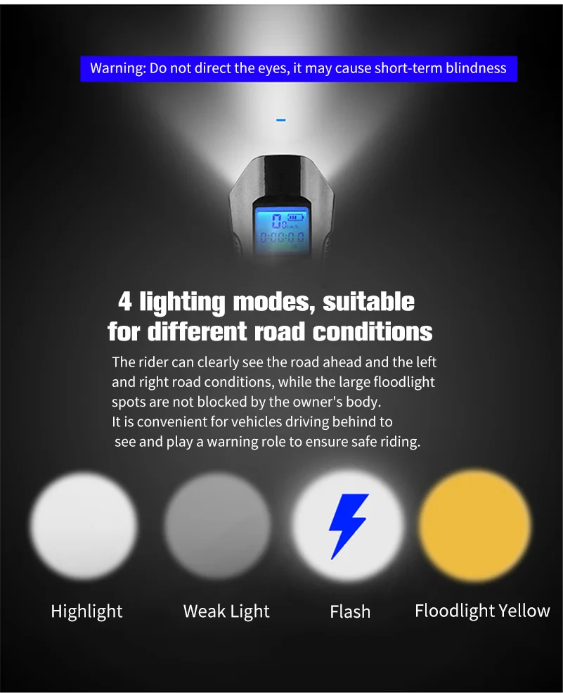 Clearance WEST BIKING Bike Front Light Waterproof USB Charging Headlight Flashlight Bicycle Computer Speedometer Horn Lamp Cycling Light 8