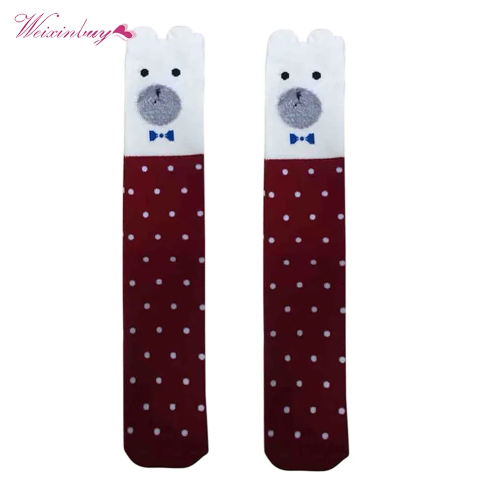 WEIXINBUY/разноцветные хлопковые милые носки с рисунками для маленьких девочек длинные гольфы с изображением животных и лисы, одежда для маленьких девочек