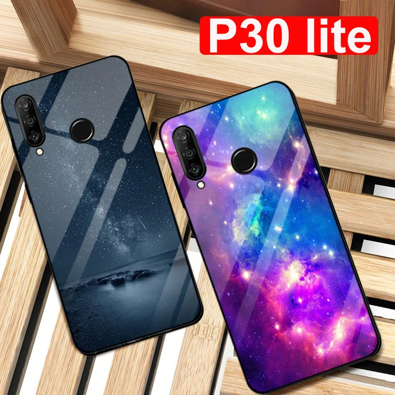 Для Hauwei P30 lite чехол звездная звезда закаленное стекло + TPU Край тонкий жесткий