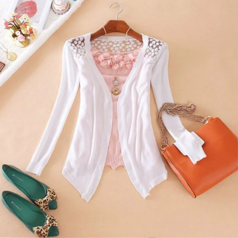 Женская ажурная кружевная трикотажная блузка карамельного цвета вязаный