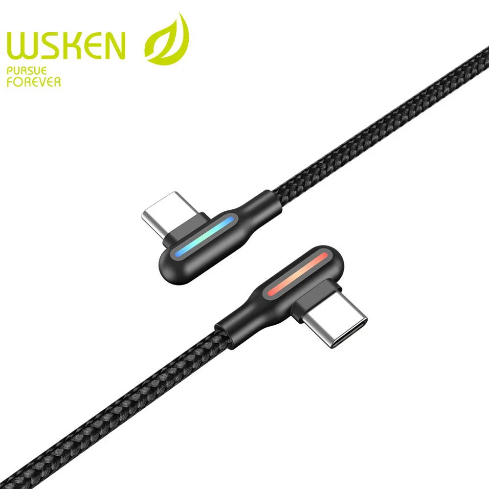

Wsken 90 Degree Type C Cable 3A Fast Charging & Data Sycn Cord Breathing LED Lighting USB C Wire for Samsung S9 LG Type-c Device