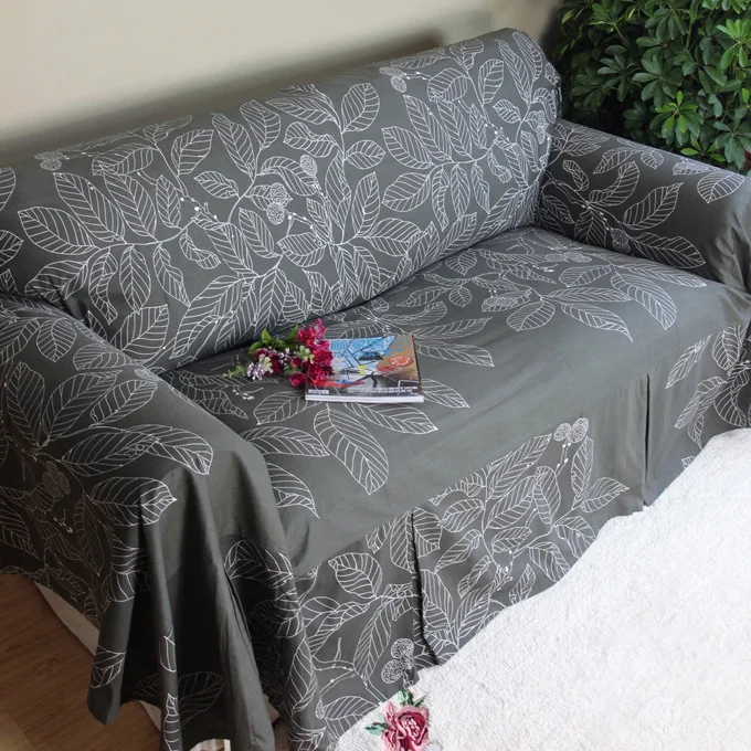 Чехол для дивана в европейском стиле, Хлопковый чехол для дивана с черными листьями, чехол для дивана