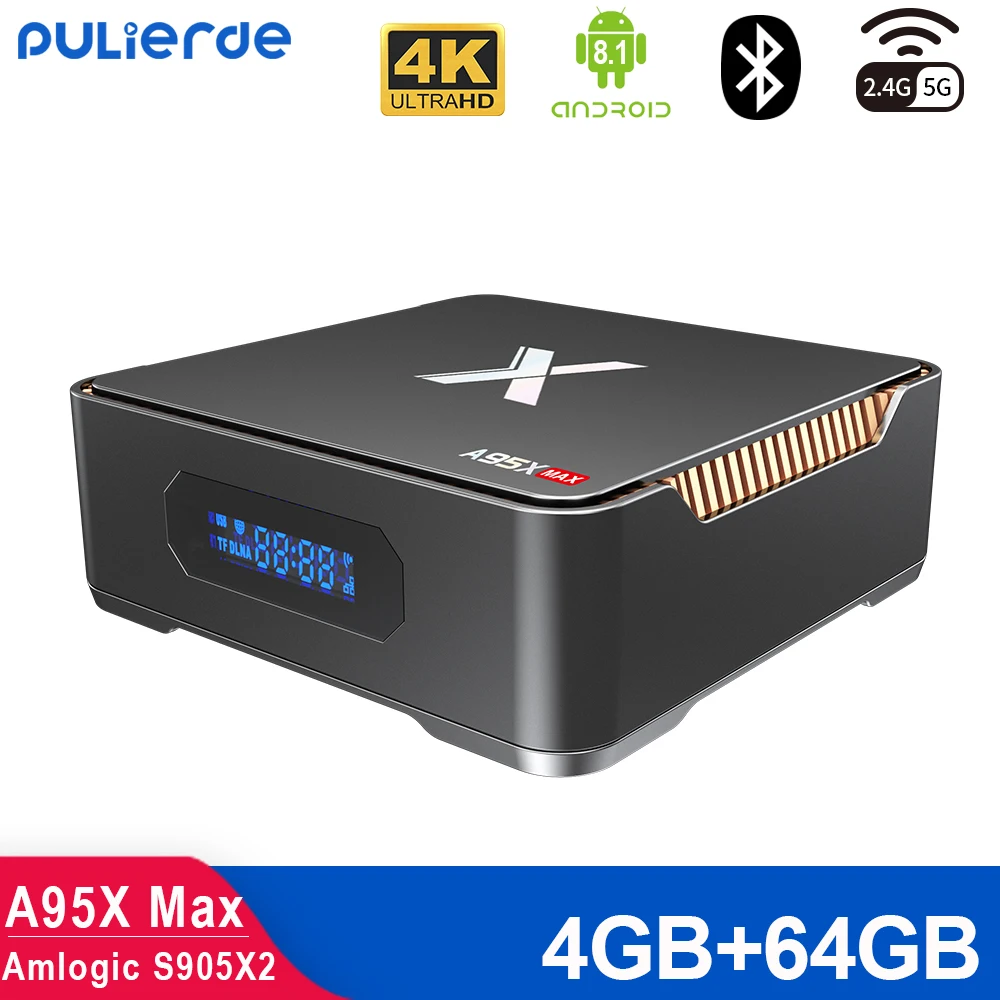 ТВ-приставка A95X MAX 4 Гб 64 ГБ Android 8 1 Smart Amlogic S905X2 2 ГГц/5 ГГц WIFI медиаплеер 4K приставка