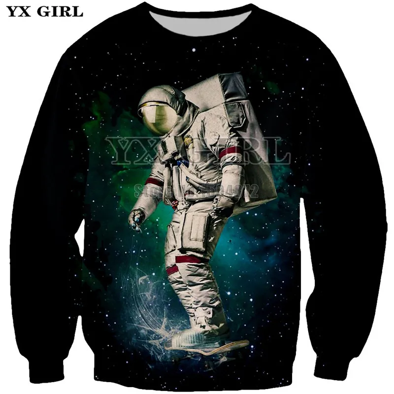 

2018 Spring Autumn Mens 3d Printed Astronaut Pullover Casual Sweatshirt Astronauts Sweatshirts Crewneck Tracksuit Dropshipping