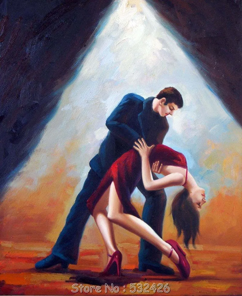 Ballroom Tango Dancers In Spotlight Dance Handpainted Oil Painting on Canvas Wall Art Home Decoration Free Shipping|decorative house painting|decorative abstract paintingdecor oil painting - AliExpress