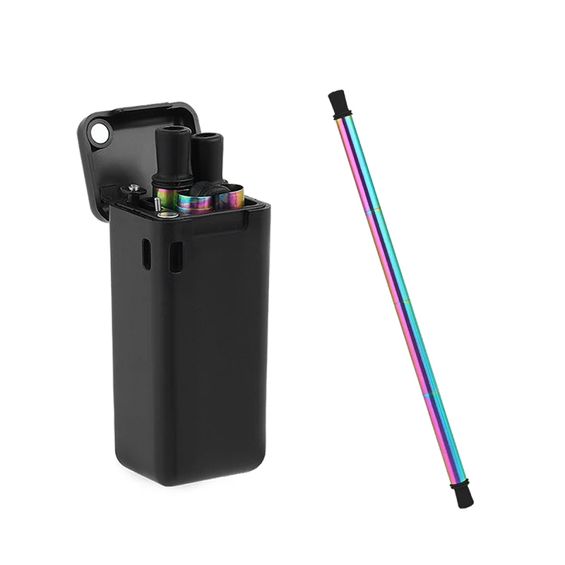 

Portable Drinking Straws Stainless Steel Metal Straw With Soft Silicone Tip Storage Case Bar Party Kitchen Accessories
