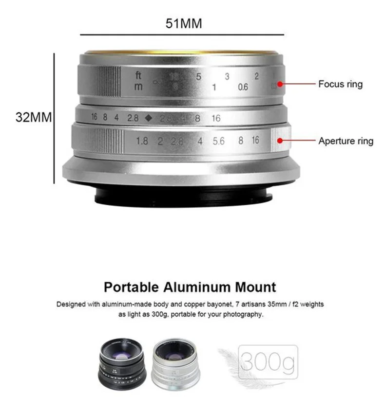 7 ремесленников 25 мм F1.8 Prime Lens to micro-одиночная серия для sony E Mount Micro 4/3 или fiji-XF mount или canon M-mount micro-Cameras