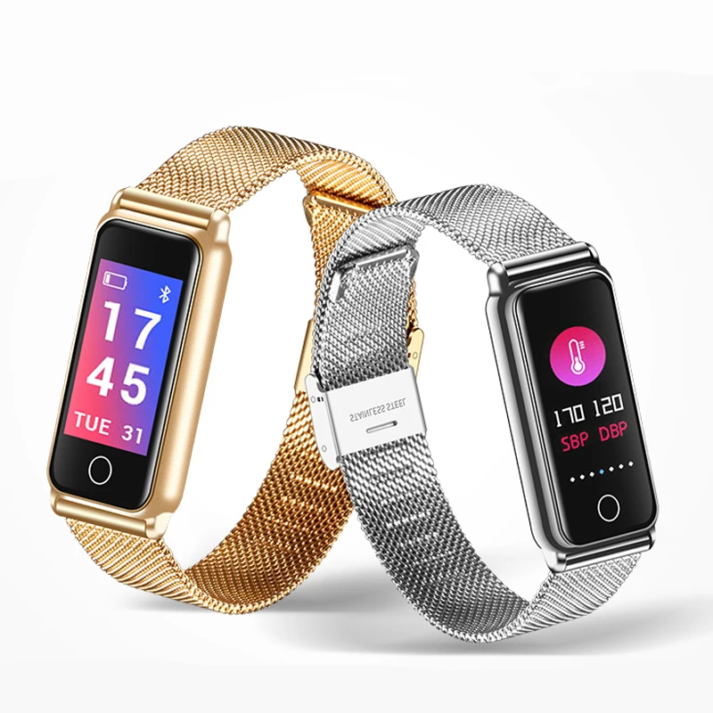 

Color screen smart watch men woman Heart rate Pedometer 2018 new top Stainless steel strap Smartwatch Wristwatch