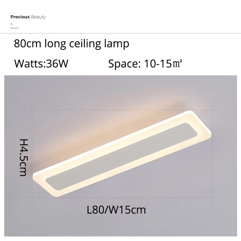 Современный минимализм высокая яркость светодиодный потолочный светильник освещение для гостиной спальни люстра прямоугольные потолочные лампы - Цвет корпуса: 80x15cm 36W