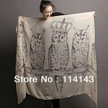 Крем Женские Модные большой сова Корона шарф с принтом 180 см* 80 см
