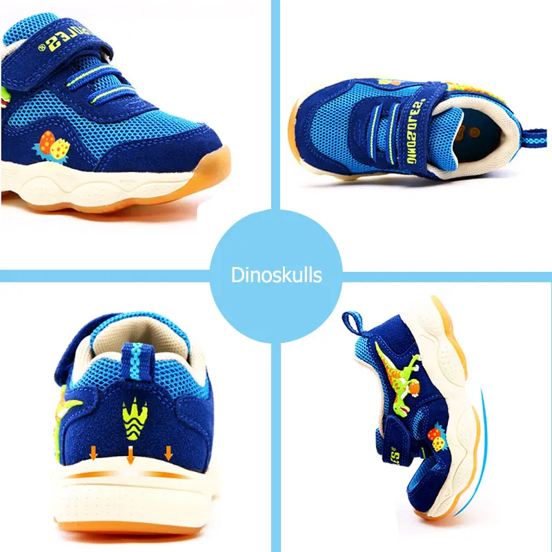 Dinoskulls Kids Boys Sneakers LED Light Up Children's Shoes 3D Dinosaur Mesh Breathable Baby Boy Trainers Srping Toddler Shoes