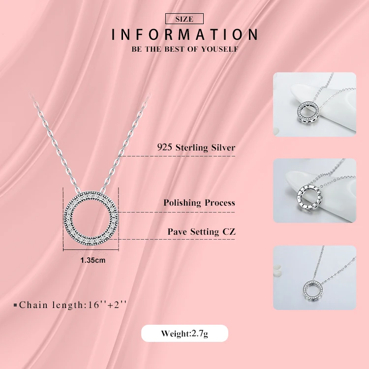 Modian Romantic Real 925 Sterling Silver Fashion Round Hearts Necklace For Women Fantastic Life Wedding Necklaces Jewelry Gift - Image 3