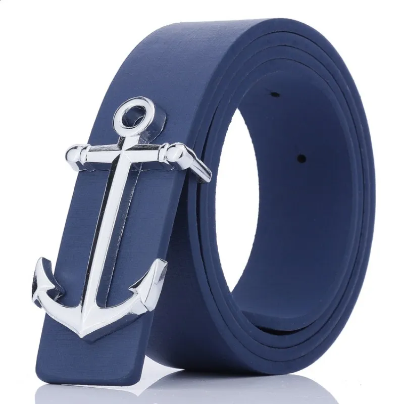 

Luxury Brand Designer Belts Men High Quality Male Casual Genuine Real Leather Anchor Buckle Strap for Jeans Blue chain belt