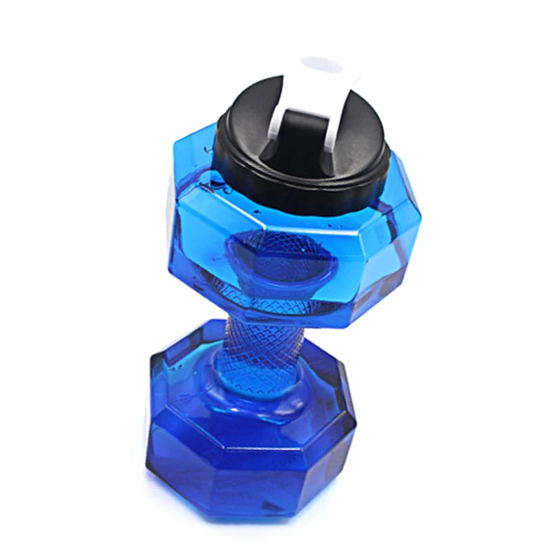 Горячая Портативный 2.2L PETG большая бутылка для воды спортивная форма гантели тренажерный зал фитнес чайник HV99 - Цвет: blue