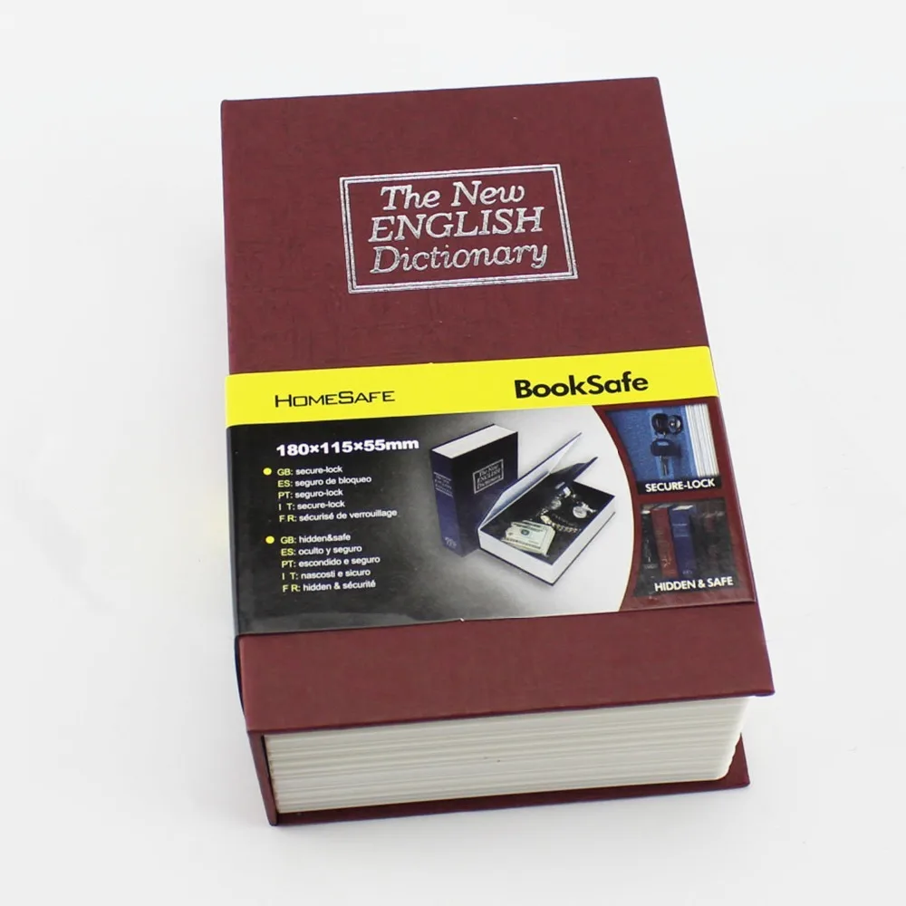 Free shipping Red Security Dictionary Book Case Safe Storage Box Key Lock for Cash Money Jewelry | Безопасность и защита