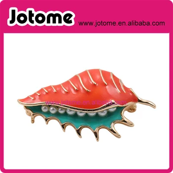 

100pcs Free shipping Fashion pearl drop glaze conch brooch pin
