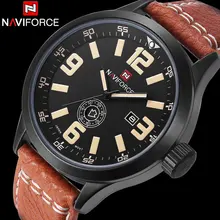 2016 NAVIFORCE марка мужчины часы кожа Спортивные часы дата неделя 3ATM водонепроницаемый Аналоговые Кварцевые Наручные Часы relógio masculino