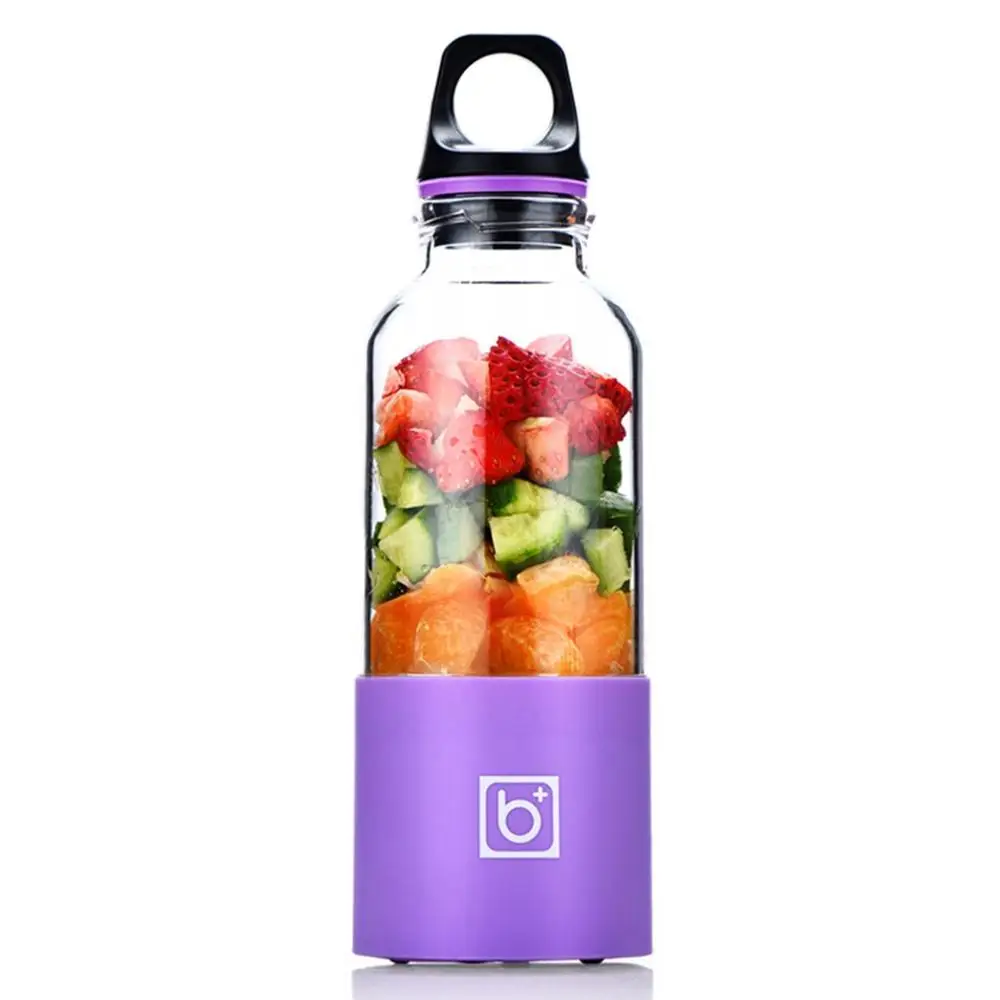 500ML Portable Electric Juicer Cup USB Rechargeable Automatic Vegetables Fruit Juice Maker Cup Juice Extractor Blender Mixer - Цвет: purple