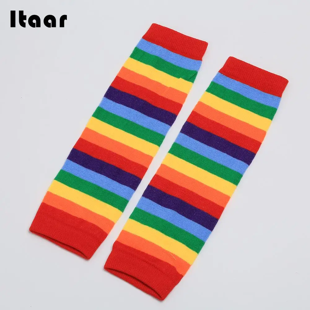 

Baby Toddler Kids Girl Winter Leg Warmer Cotton Sunny Rainbow Stripes Socks