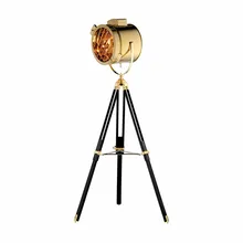Morden Studio Searchlight floor lamp Silver Golden chrome color Metal Wooden Tripod Additional Net standing lamp home store deco