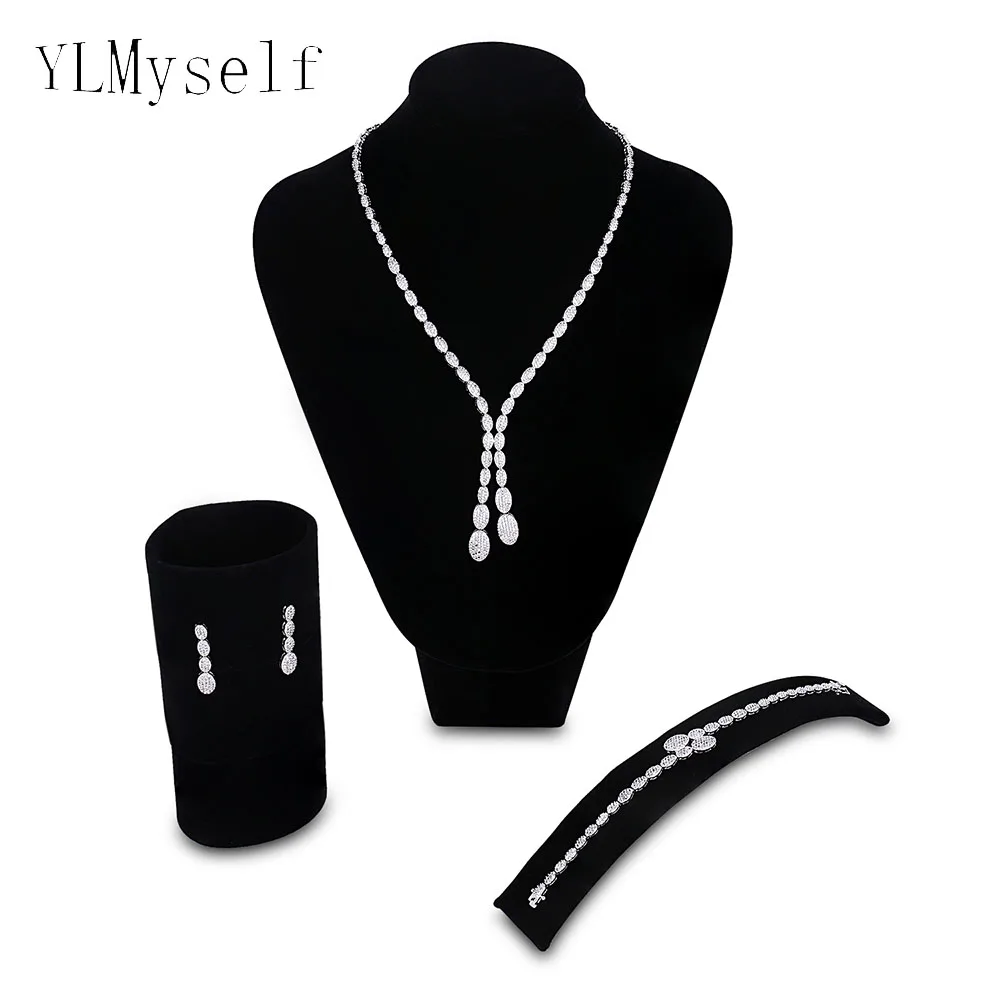 

Свадебные ювелирные наборы, Овальный дизайн, ожерелье + браслет + серьги + подарочное кольцо, аксессуары для вечеринок, белые ювелирные изделия для невесты, 4 шт.