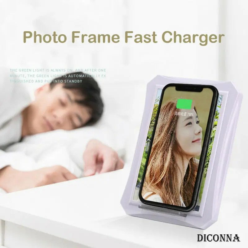 

Wireless Fast Charger Stand Photo Picture Frame Home Desk Display Decor Dock