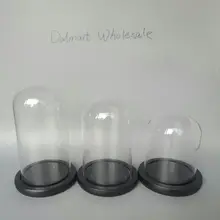 2 шт. диаметр 12 15 18 20 см прозрачный купол стеклянный чехол с черной Тарелка деревянная для консервированного цветочного держателя ручной работы ремесла дисплей коробка
