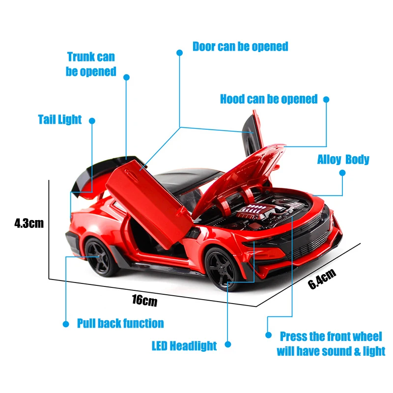 Camaro 1/32 масштаб спортивных автомобилей модель Diecast автомобиля игрушки горячие моделирование модели автомобилей колеса быстро сплава авто и яростный игрушка для мальчиков