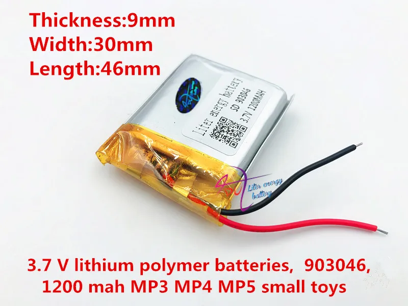 903046 1200mAh 3 7 v литий-ионный полимерный аккумулятор для GPS DVR игрушки mp3 MP4 MP5 динамик