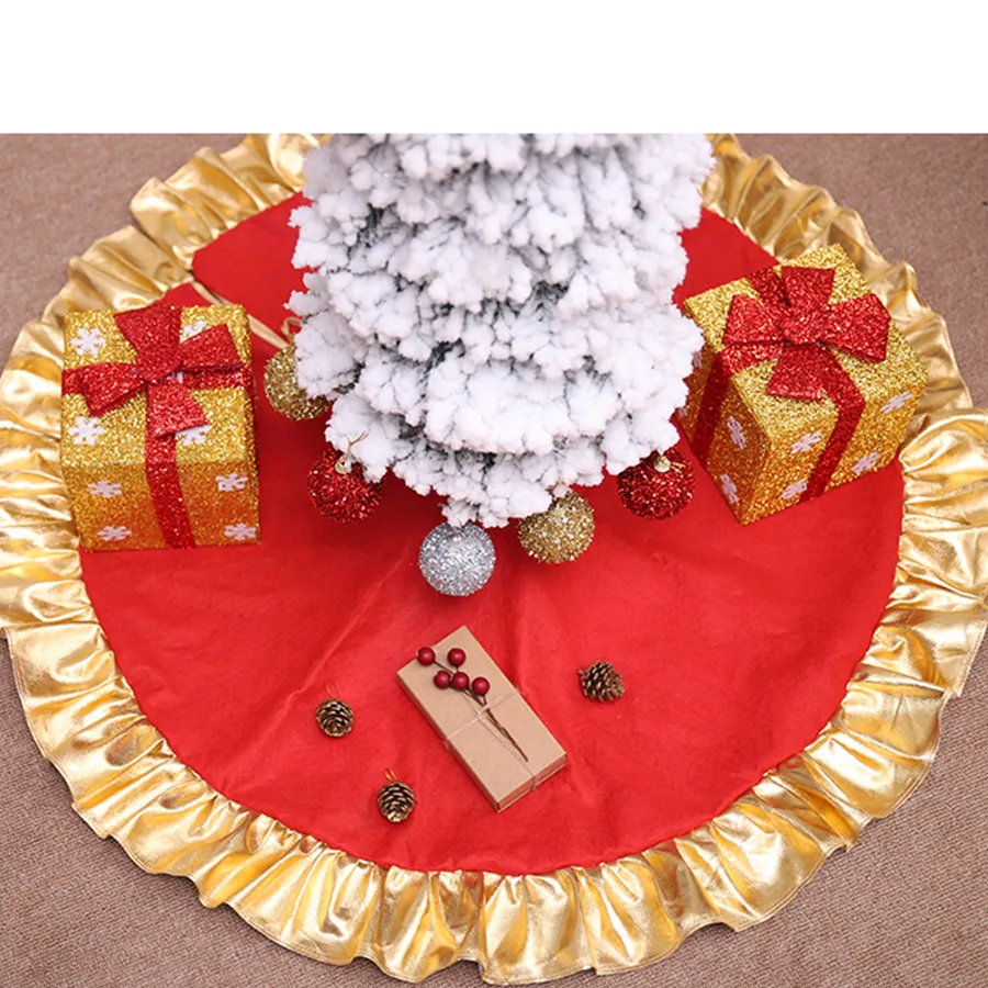 Рождественская елка юбки 90 см Рождественская елка юбка Золотая широкая граница вокруг рождественской елки юбка рождественские праздничные украшения 20% скидка