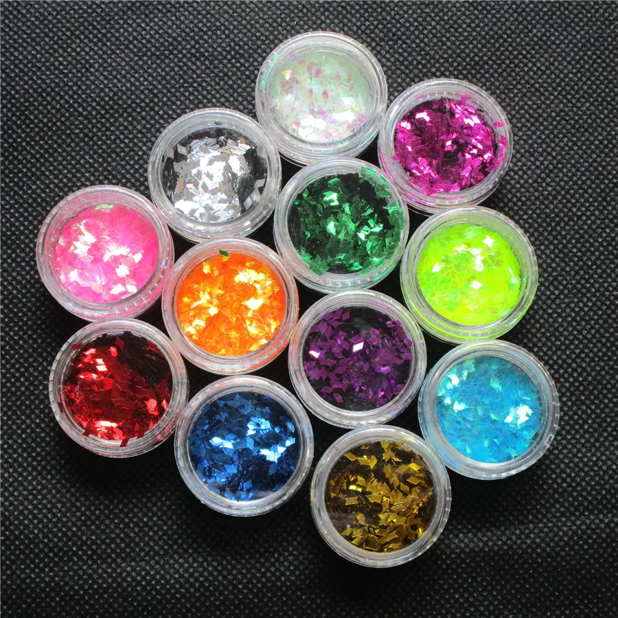 12 Color Nail Glitter Sequins Nail Art Decoration Holographic Chunky Glitter DIY Laser Flash Sequin Flake for Nail Decor, Makeup