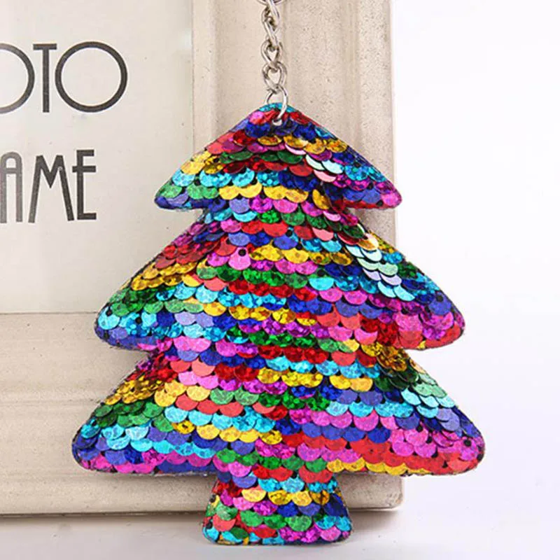 

Christmas Tree Keychain porte clef Shiny Sequins Key Chain Gifts for Women Cars Bag Accessories Key Ring Jewelry llaveros mujer