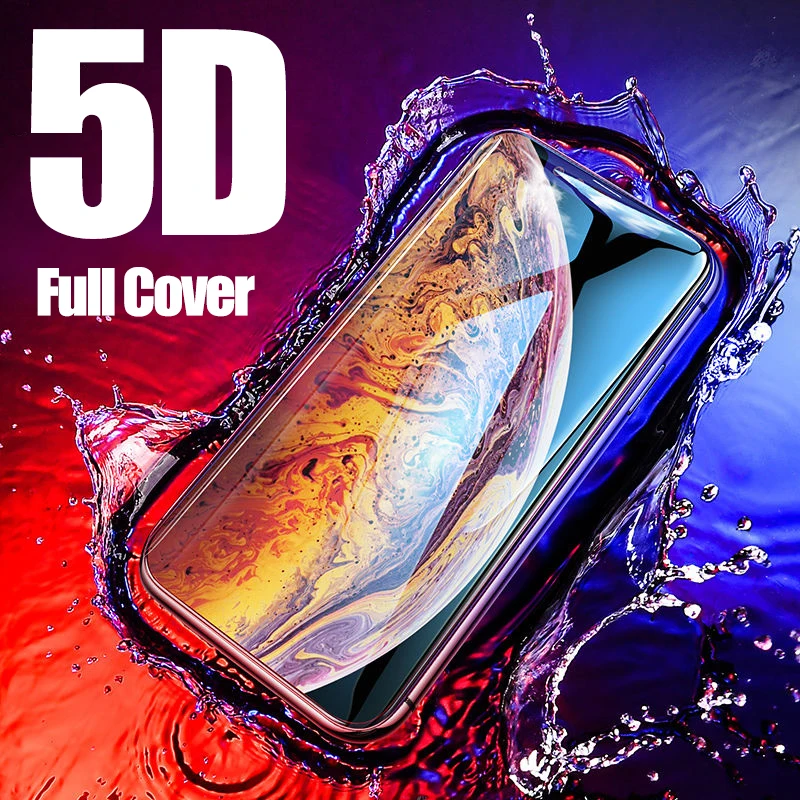 5D закаленное стекло для iPhone XS Max Защита экрана XR полная защита телефона 7 8 Plus X 6s 6