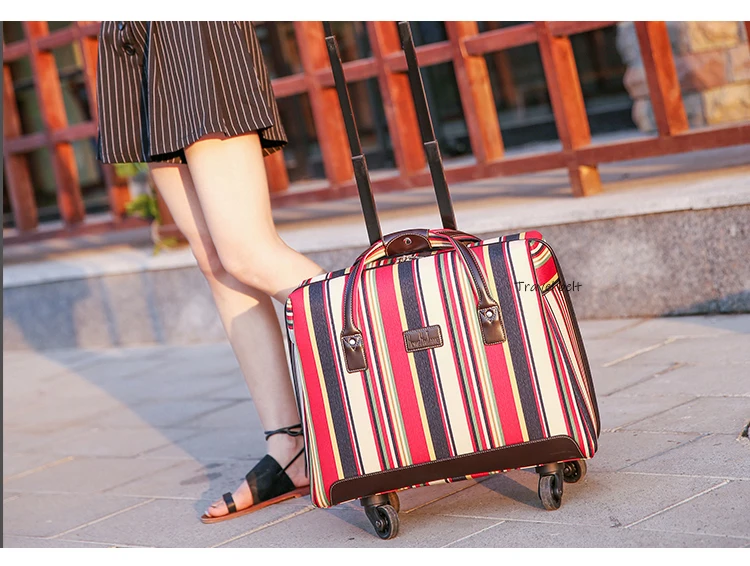 Путешествия ремень Многоцветный Оксфорд сумки на колёсиках Spinner 18 дюймов интернат чемодан колёса Carry On дорожные сумки