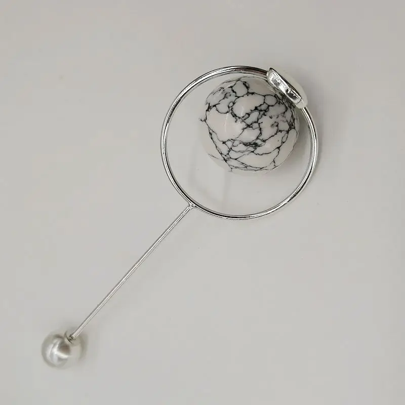 

PJX Fashionable Contracted Elegant Well-designed Marble Globose For Women Gift Party Brooch Event Souvenir B-MHL-002