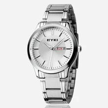 Nuevo Lujo de la Marca de fábrica de Eyki Pareja Relojes de Moda Correa de Acero Impermeable Formal Mesas Relojes Señoras Reloj de Cuarzo de Los Hombres Reloj de Pulsera
