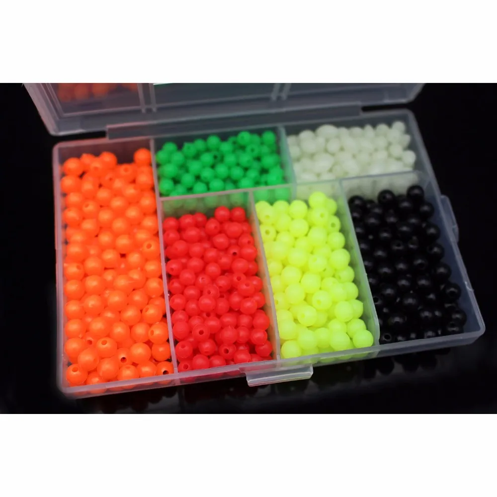 850pcs//box Plastic Fishing Beads Round/&Oval Luminous Sea Floating Rigs Lure Bait