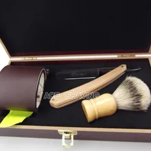 Barber Straight Razor Shaving Set Silvertip Badger Hair Brush Kit for Man Face Hair Remove