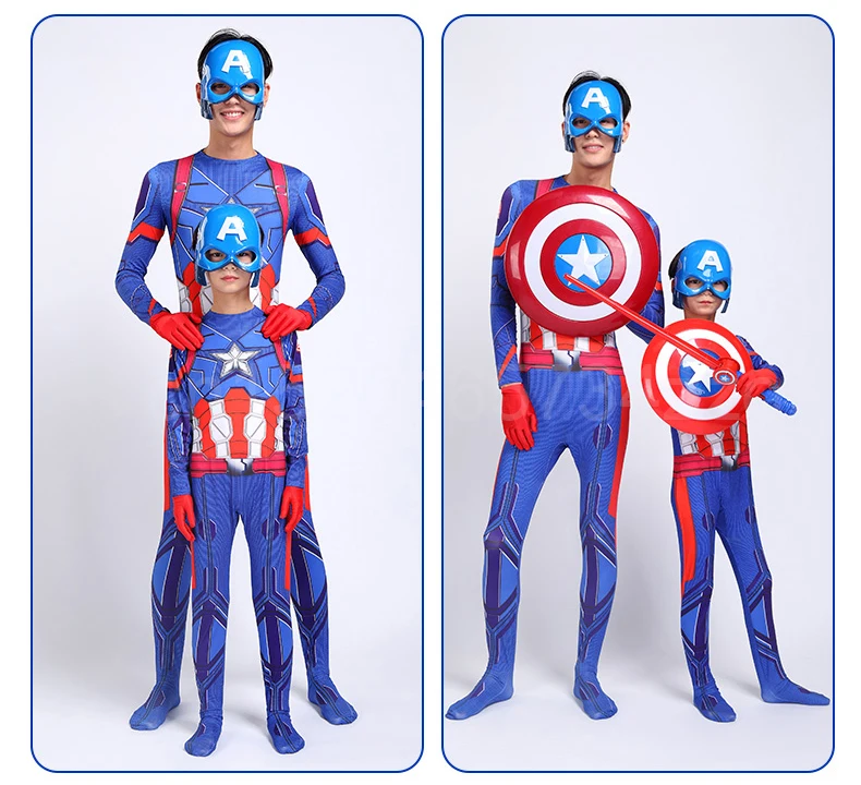 Мстители, Капитан Америка, костюмы для косплея для детей и взрослых, Железный человек, супергерой, Хэллоуин, вечеринка, день рождения, костюмы, маска