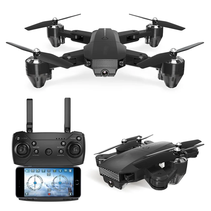 Дрон с 720P HD камера режим складной дешевые RC вертолеты Wi-Fi FPV 100m rtf высокое качество Квадрокоптер 1000 мАч батарея игрушка в подарок - Цвет: no camera black