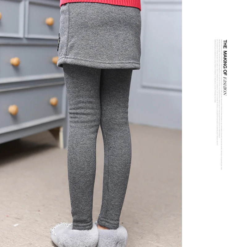 Детские леггинсы для девочек от 3 до 12 лет, зимние леггинсы штаны для девочек флисовые теплые леггинсы штаны для девочек юбка, однотонные, с аппликацией короны