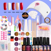 Гель лак для ногтей Набор 36 Вт Светодиодный лампа УФ гель 10 мл Гель-лак маникюр с блестками Инструменты для ногтей набор маникюрный гель для ногтей наборы