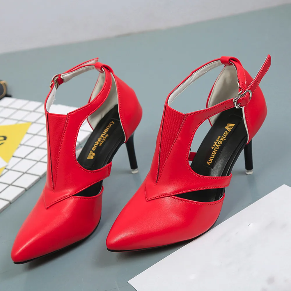 pointed toe cross strap heels