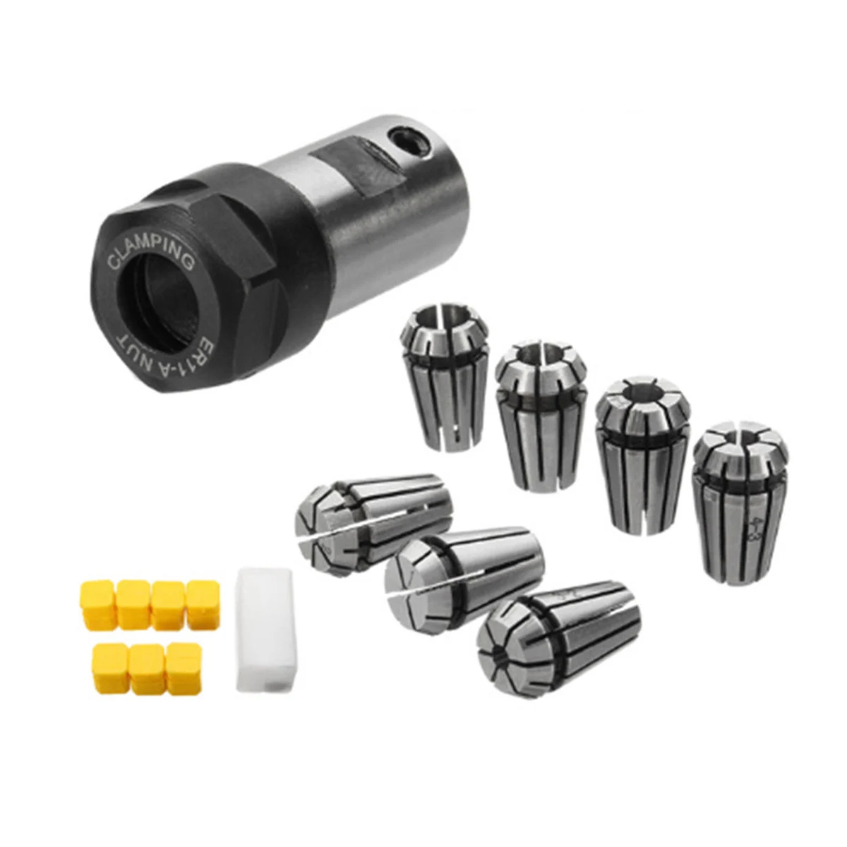 

7Pcs ER11 1-7mm Spring Collets 1/2/3/4/5/6/7mm with ER11A 5mm Motor Shaft Holder Extension Rod for CNC milling lather tool